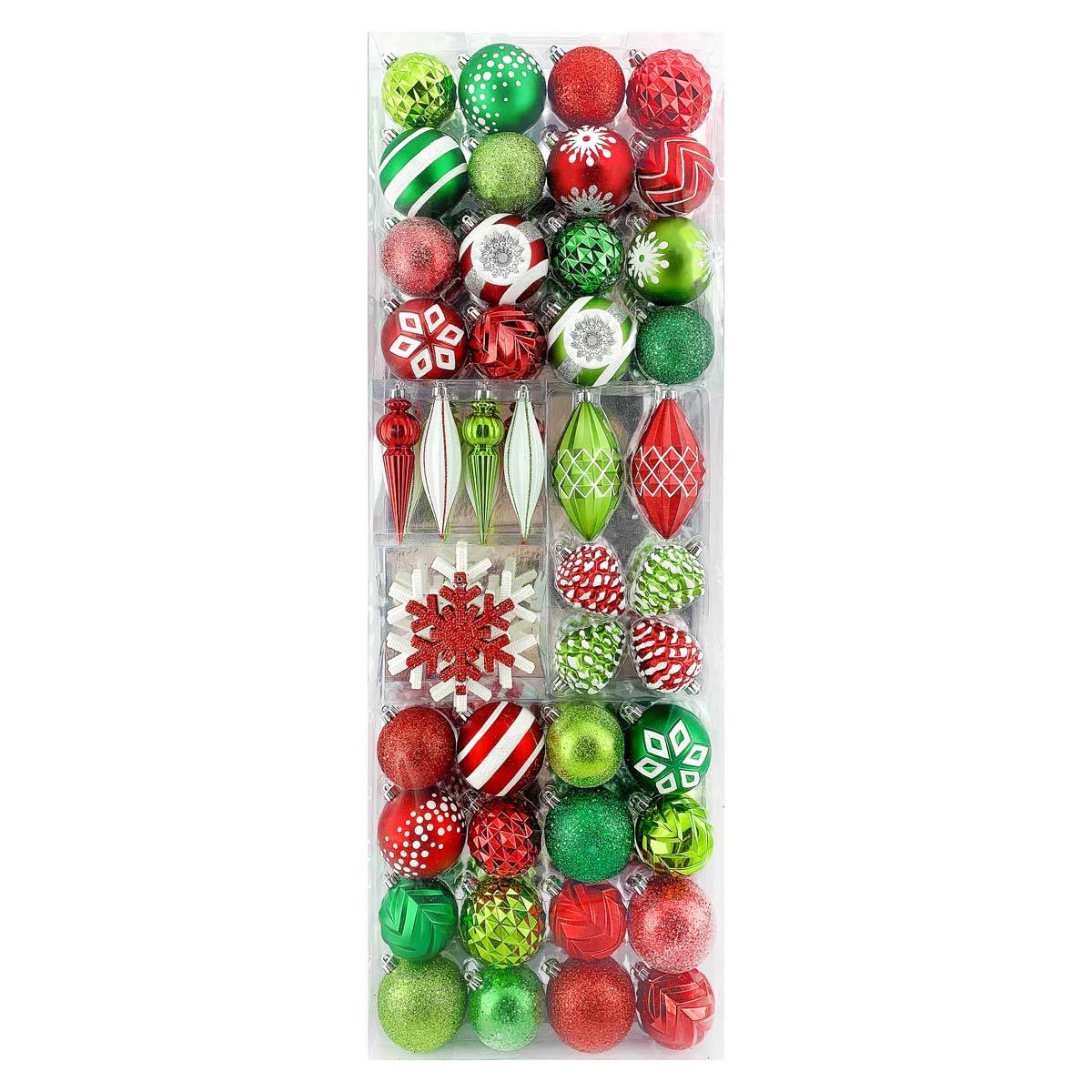 Beaumont 54pc Ornament Set Green Red