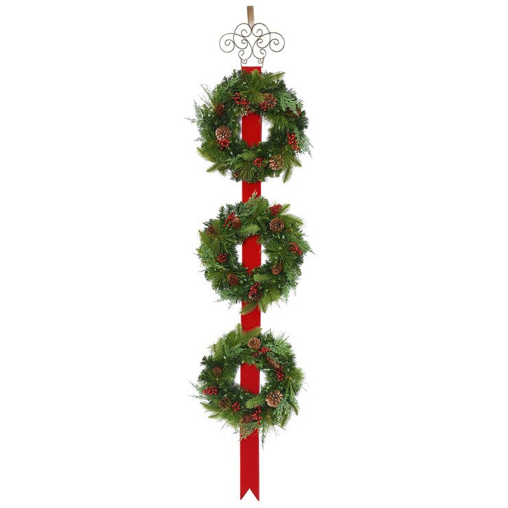 6ft 4 inch Christmas Floral 3 Wreath Door Hanger | Costco UK