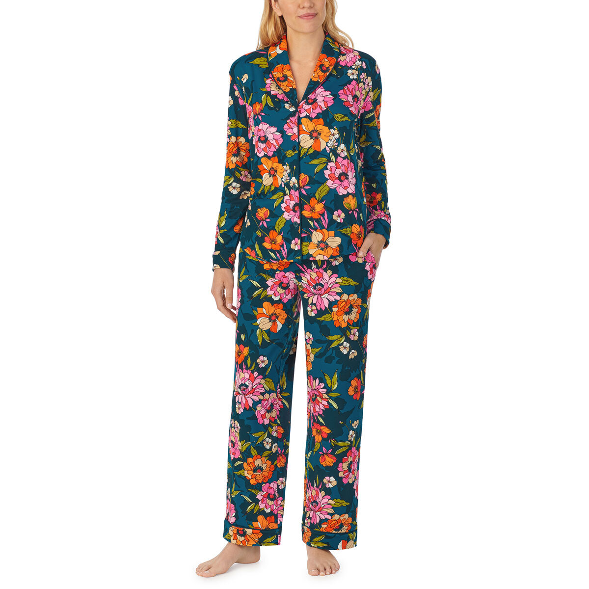 Room Service Ladies Notch Collar PJ Set, 2 Piece in Floral
