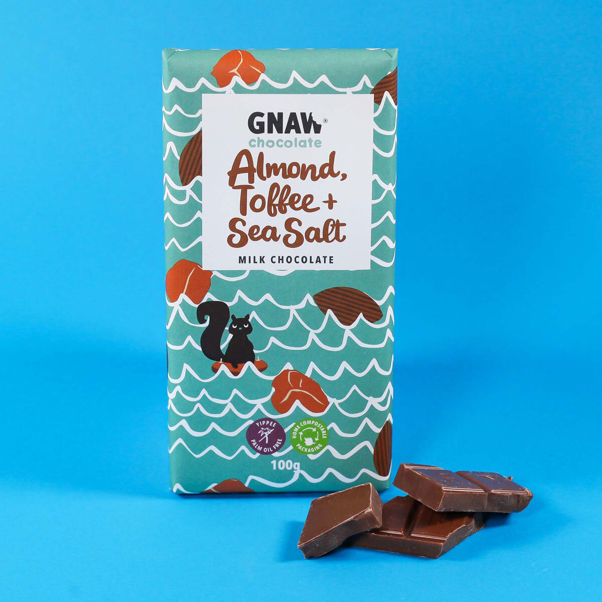 Gnaw Almond, Toffee + Sea Salt Chocolate Bar