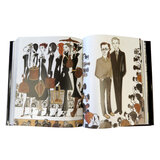 Internal page of Louis Vuitton Book showing a drawn picture of a couple and a group of women