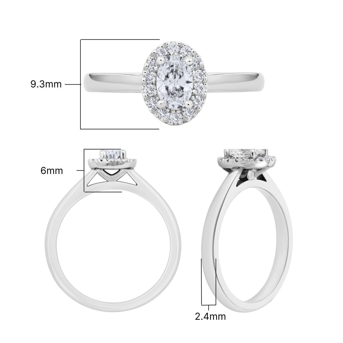 0.54ctw Oval & Round Brilliant Cut Diamond Halo Ring, Platinum