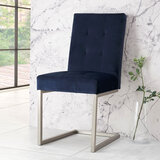 Bentley Designs Tivoli Cantilever Dark Navy Velvet Dining Chairs, 2 Pack