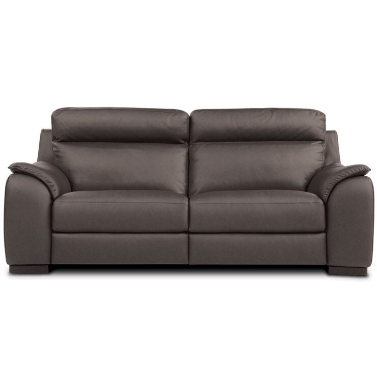 Calia Italia Grey Italian Leather Serena 3 Seater Power Recliner Sofa ...