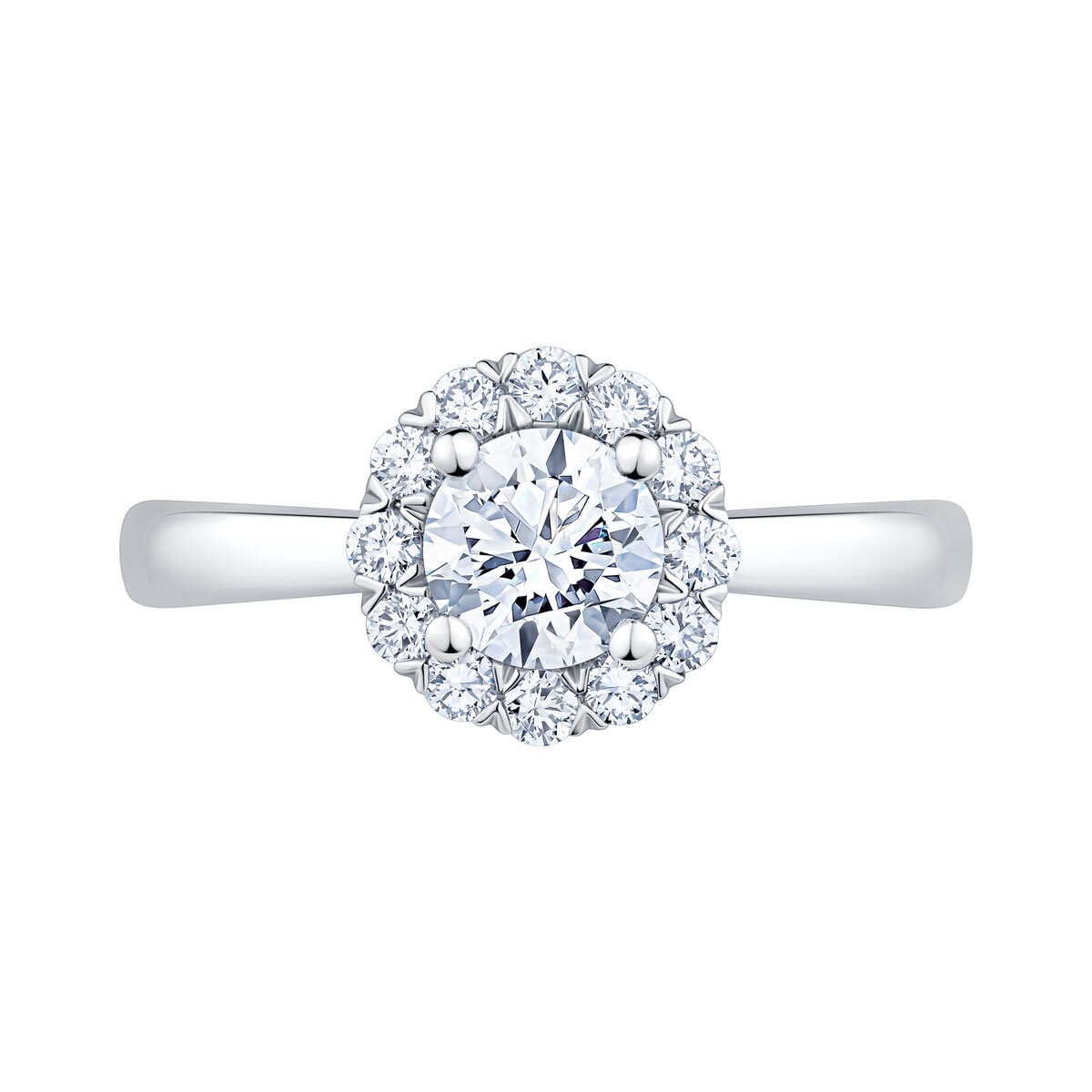 1.00ctw Round Brilliant Cut Diamond Halo Ring, Platinum