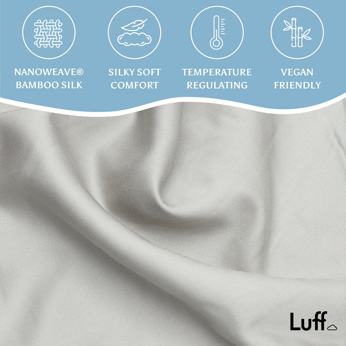 Luff 700 Thread Count 100% Organic Bamboo Deep Fitted Grey Sheet