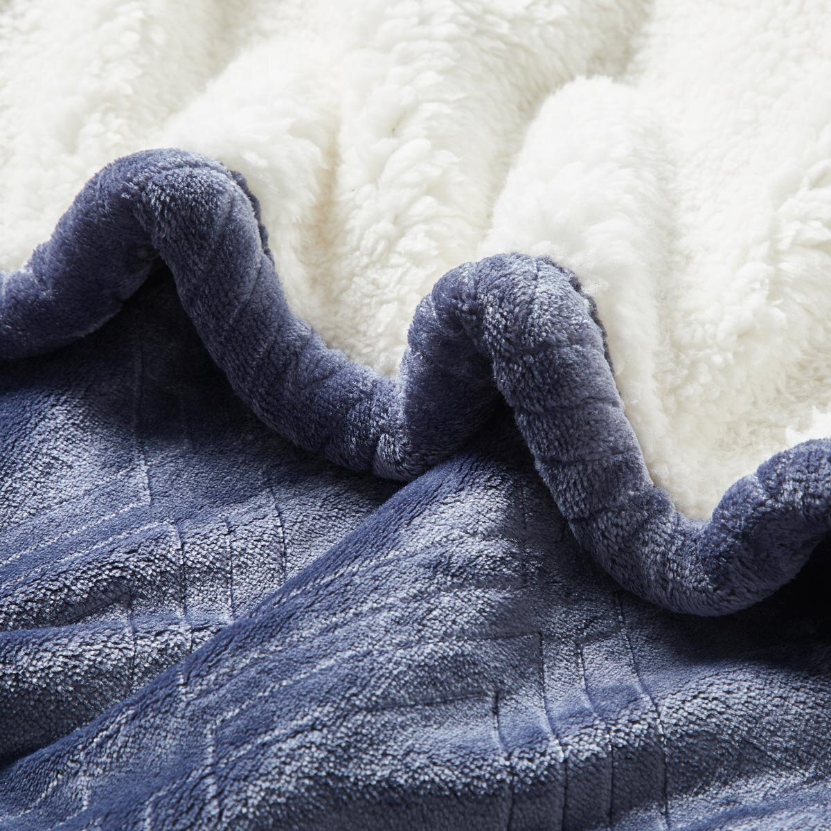 Etched Sherpa Velvet Blanket in Navy