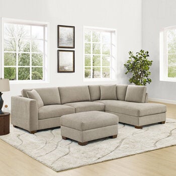Thomasville Walsen Grey Fabric Corner Sofa with Storage Ottoman, Right Hand Facing Thomasville Walsen Grey Fabric Corner Sofa with Storage Ottoman, Right Hand Facing