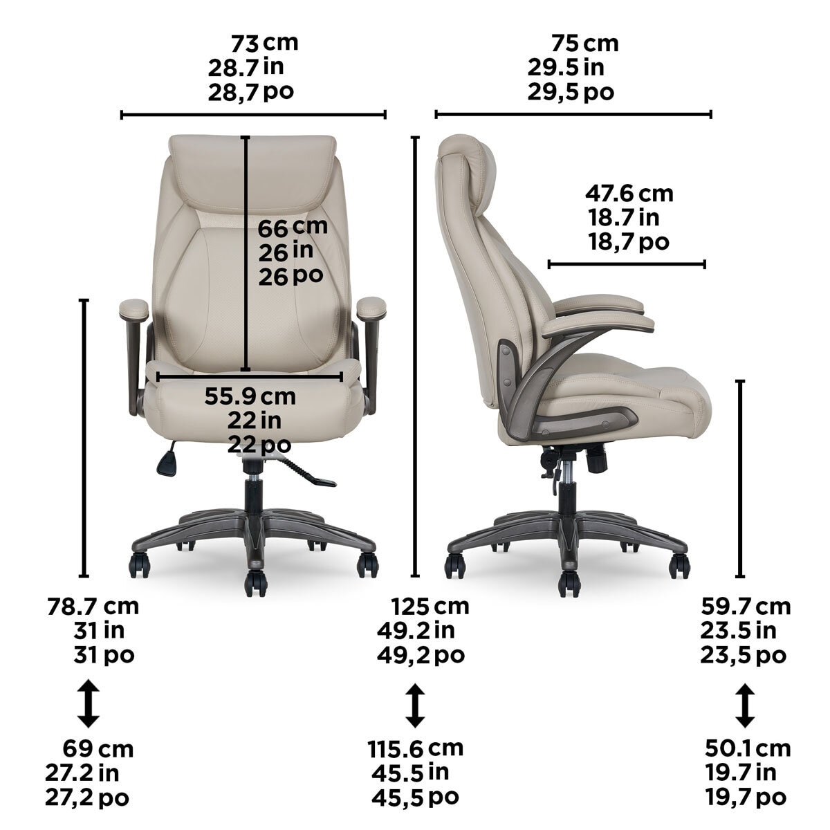 La-Z-Boy Air Lumbar Manager's Office Chair with Flip Up Arms, Beige