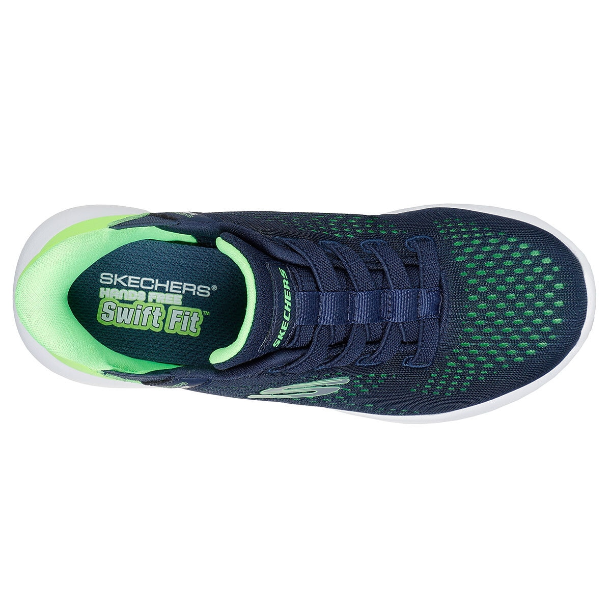 Skechers Kids Swift Fit Trainer in Navy & Lime