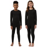 32 Heat Kids Plush Base Layer Set in Black, Large