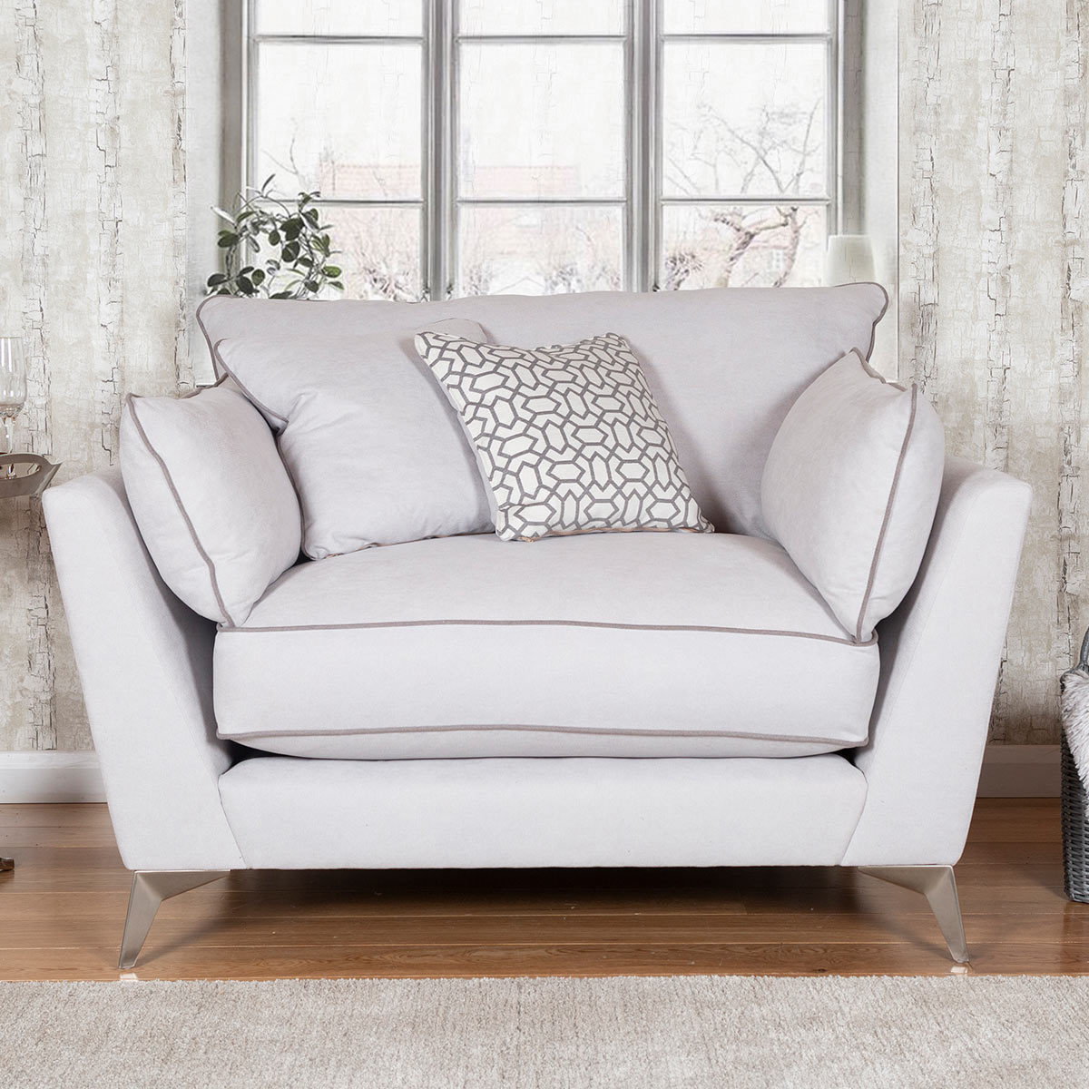 roko cosmo silver fabric snuggler chair  costco uk