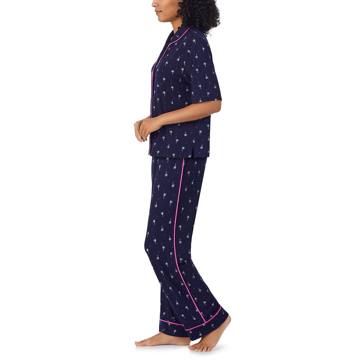 Room Service Notch Collar 2 Piece PJ Set in Navy - Small