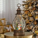 Holiday Scene Lantern In Snowman Scene