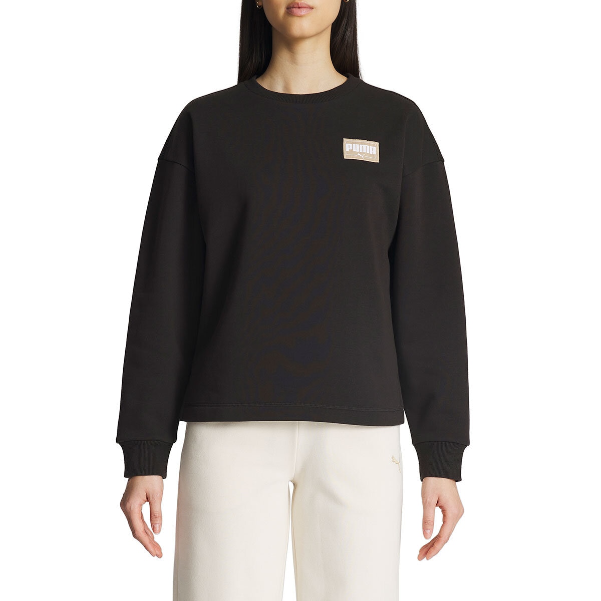 Puma Ladies Patched Up Crewneck in Black