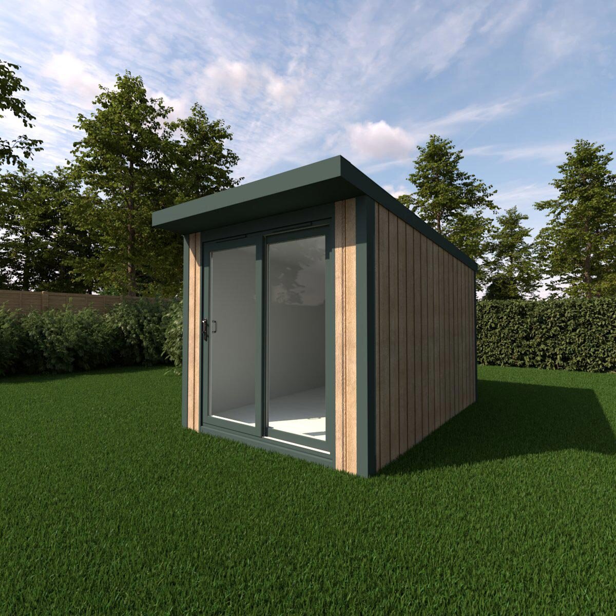 Installed Green Retreats Basebox Garden Room, External Footprint 246cm (W) x 383cm (D) Installed Green Retreats Basebox Garden Room, External Footprint 246cm (W) x 383cm (D)