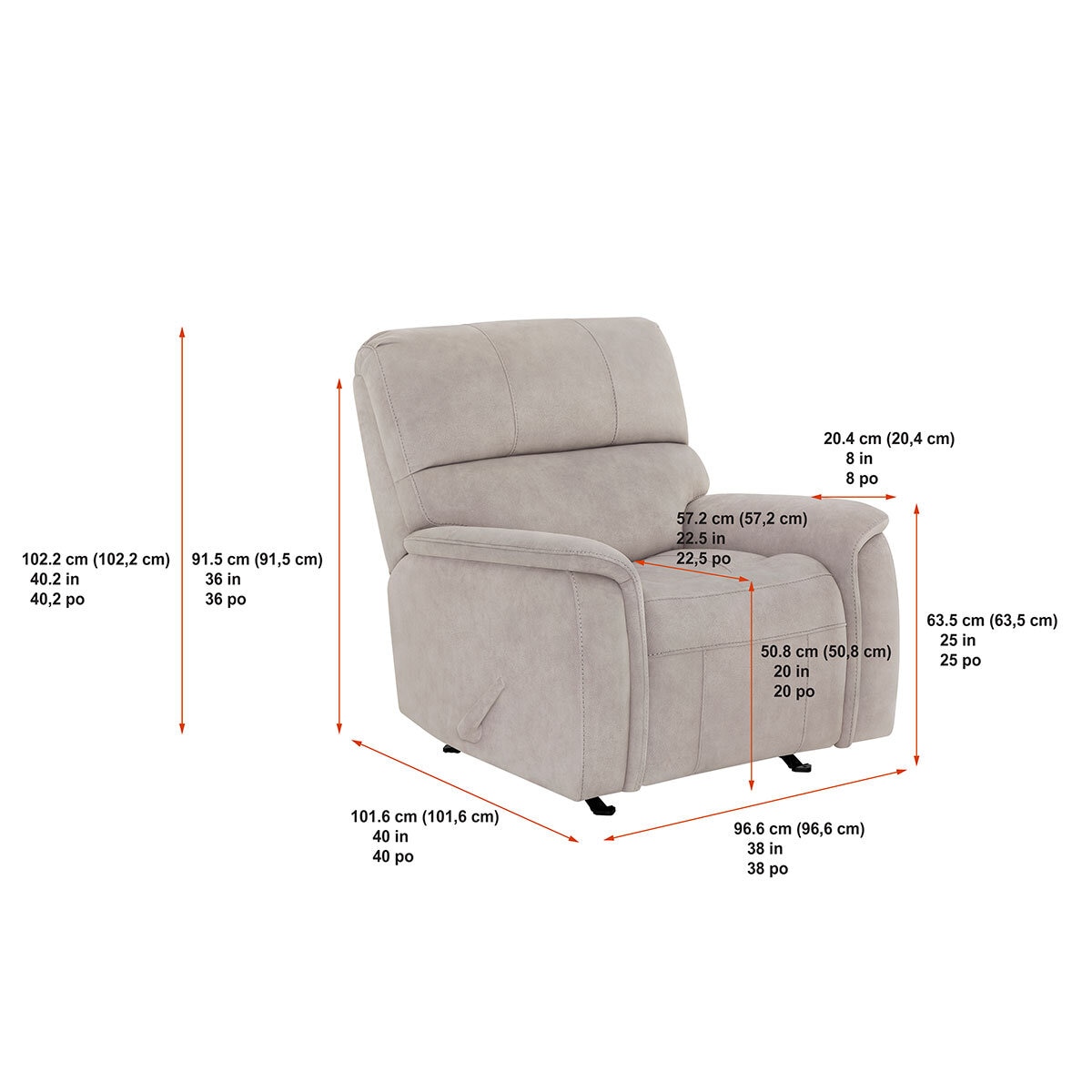 True Innovations Hayden Beige Fabric Manual Recliner Chair