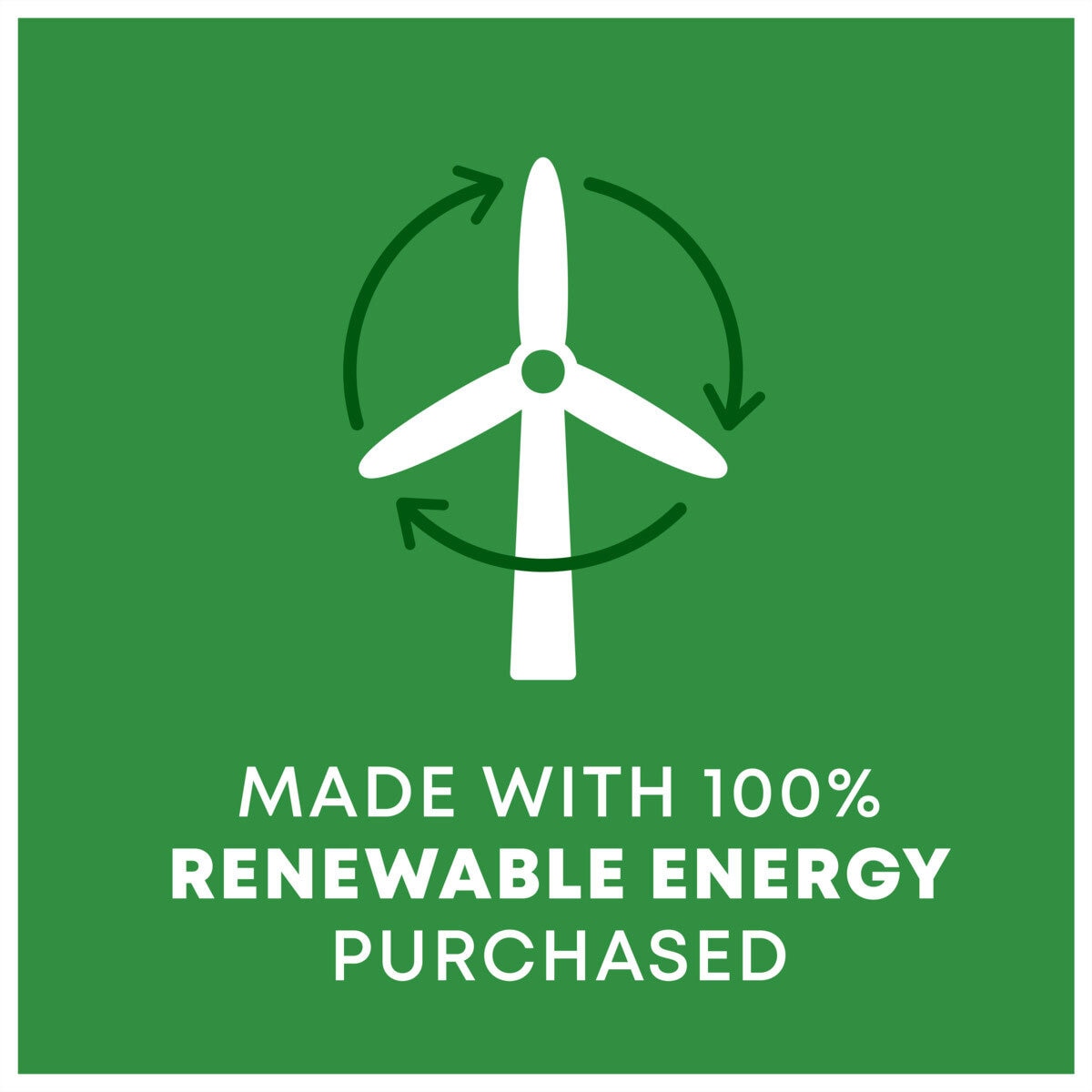 Made with 100% Renewable Energy Purchased