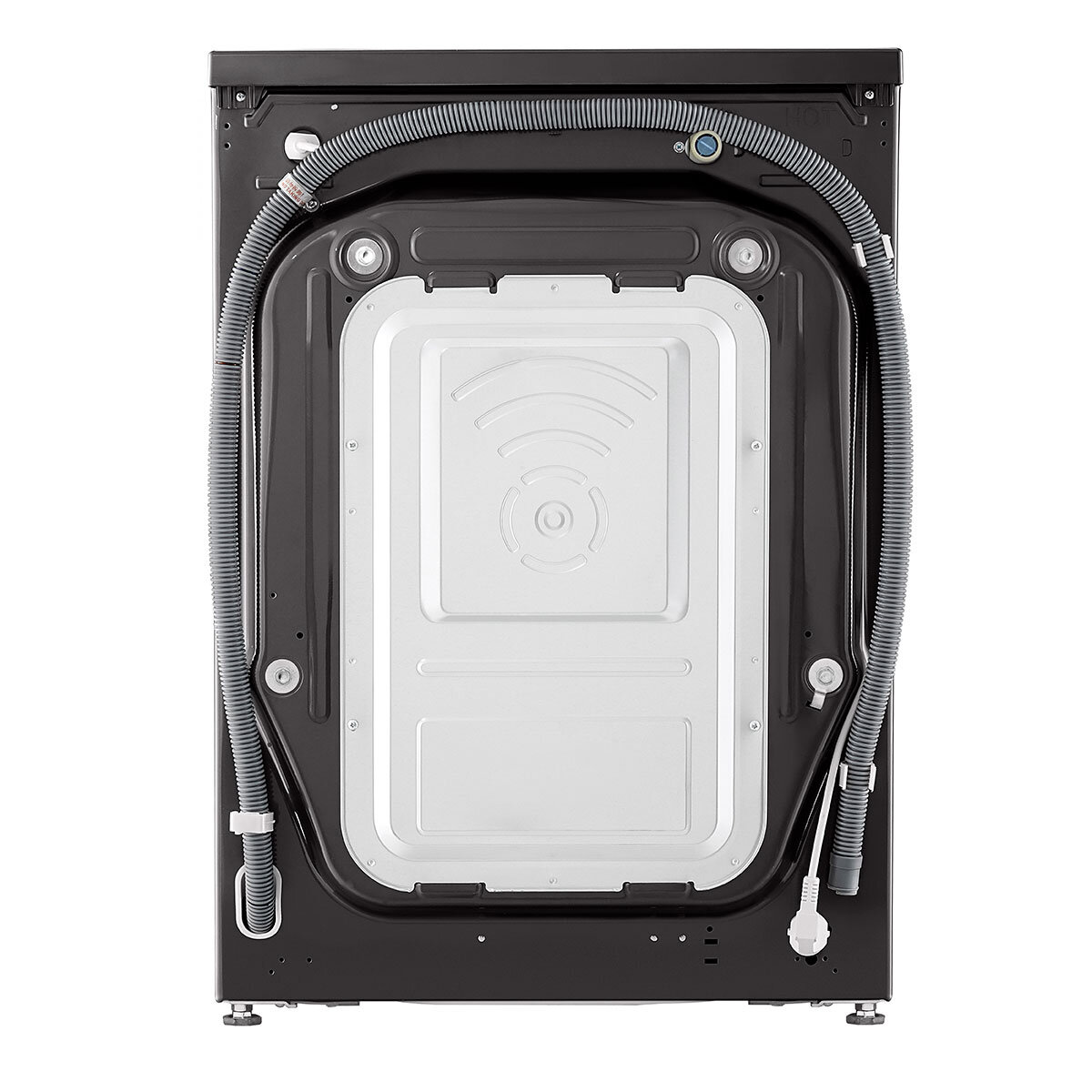 Back of LG F4Y913BCTA1 WiFi-enabled 13 kg 1400 Spin Washing Machine, A Rated in Black