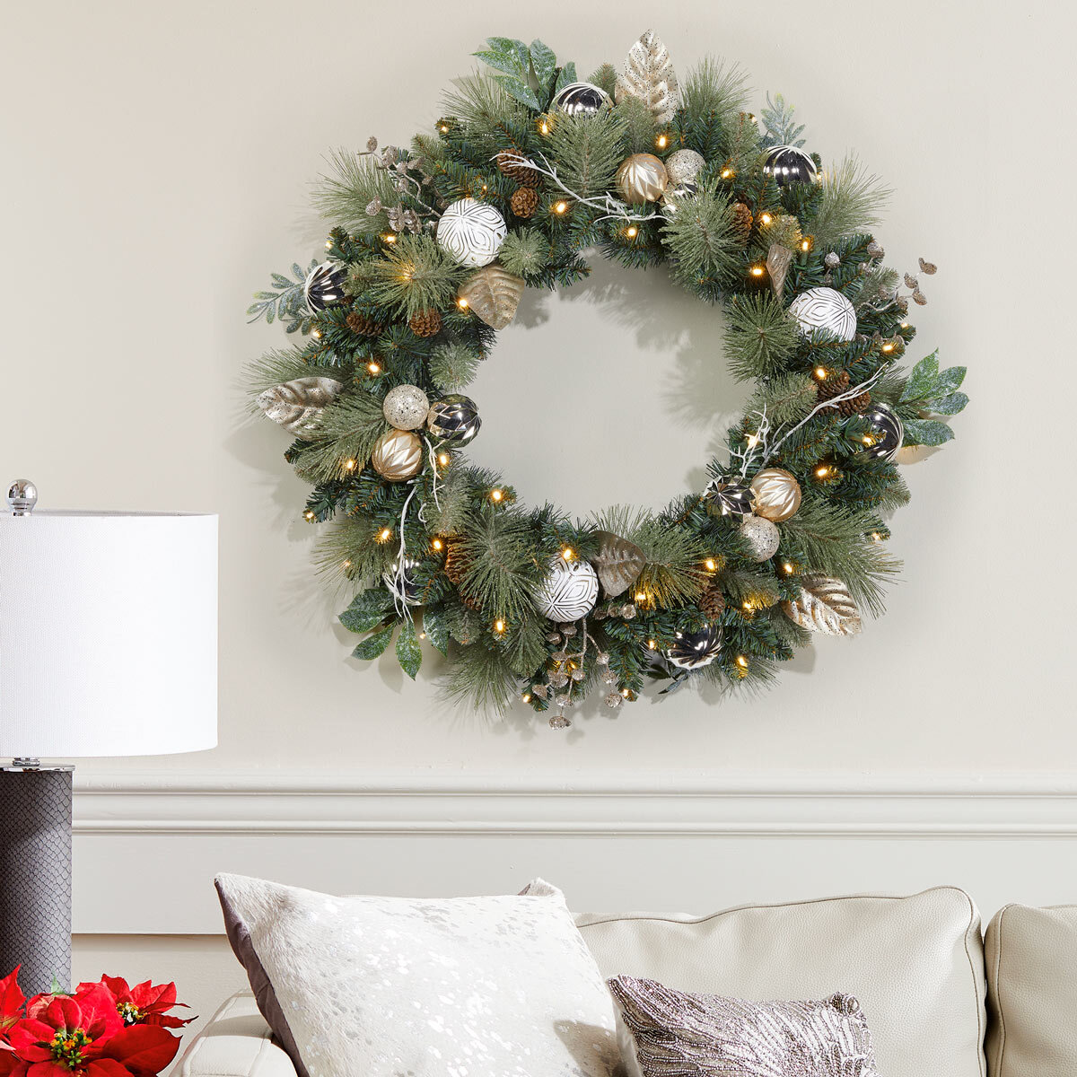 Buy 30" Decorated Gold Wreath Lifestyle image at costco.co.uk