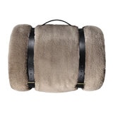 Mon Chateau Foldover Faux Fur Throw in Taupe, 152 x 177 cm