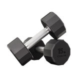 Centr 210lbs (95kg) Rubber Dumbbell Set with Weight Rack