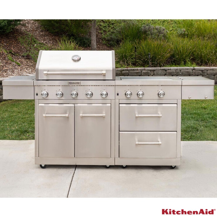 KitchenAid 8 Burner Mini Island Gas Barbecue Grill + Cover | Costco UK