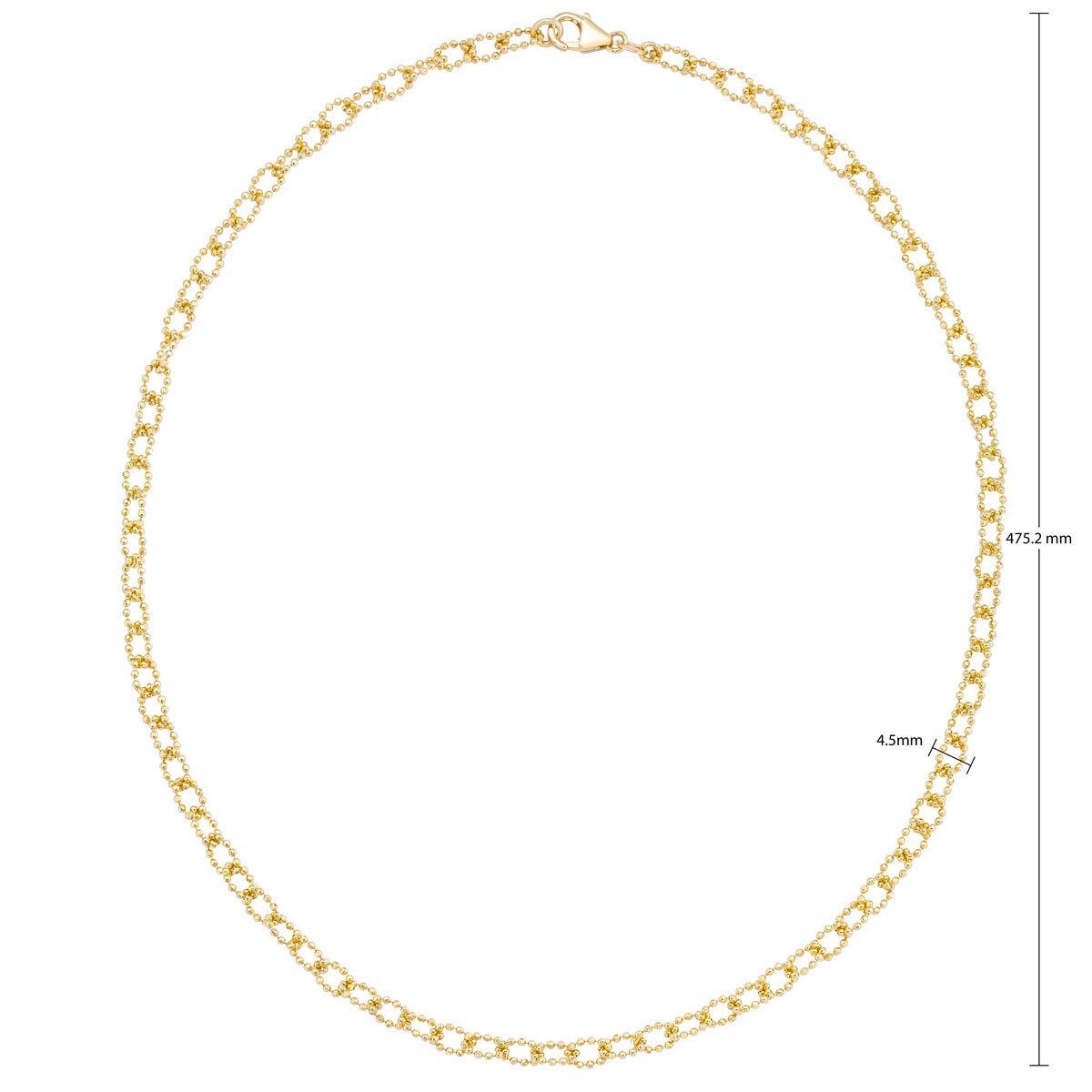 14ct Yellow Gold Diamond Cut Bead Rolo Necklace