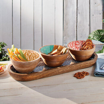 Mesa Wooden Bowl and Tray Set, 4 Piece