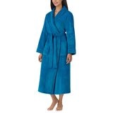 DKNY Shawl Collar Long Plush Robe in Blue