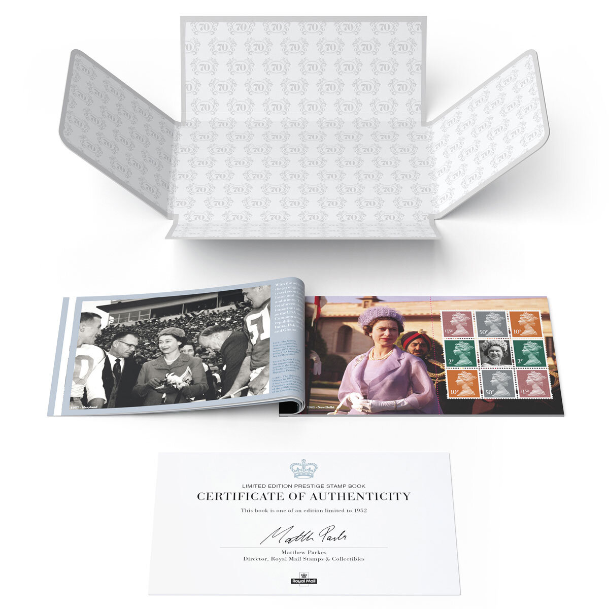 Buy HMQ Platinum Jubilee Ltd Edition Prestige Stamp Book Overview Image at Costco.co.uk