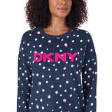 DKNY Ladies Fleece Lounge Set in Navy