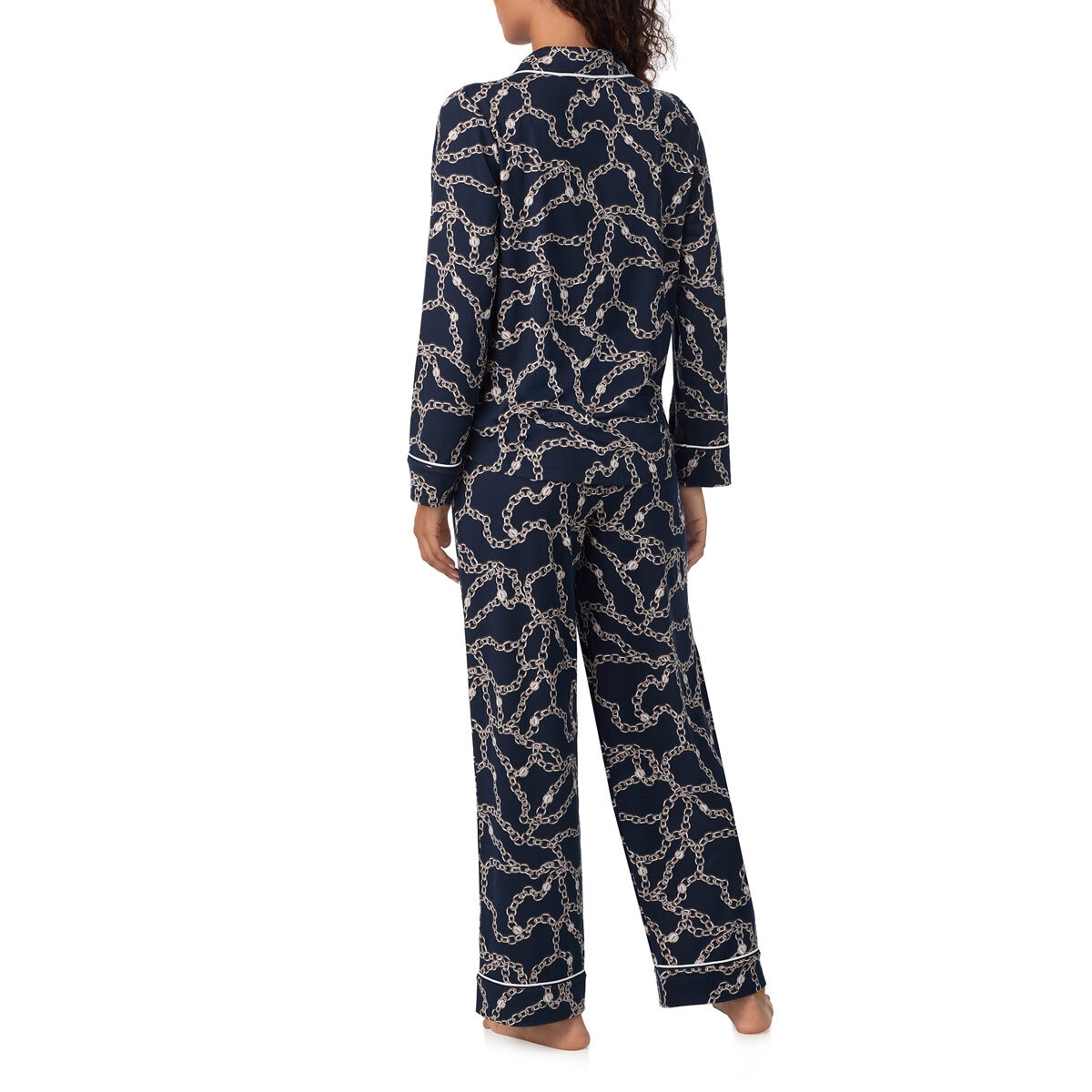 DKNY Notch Collar Pyjama Set in Navy Chain