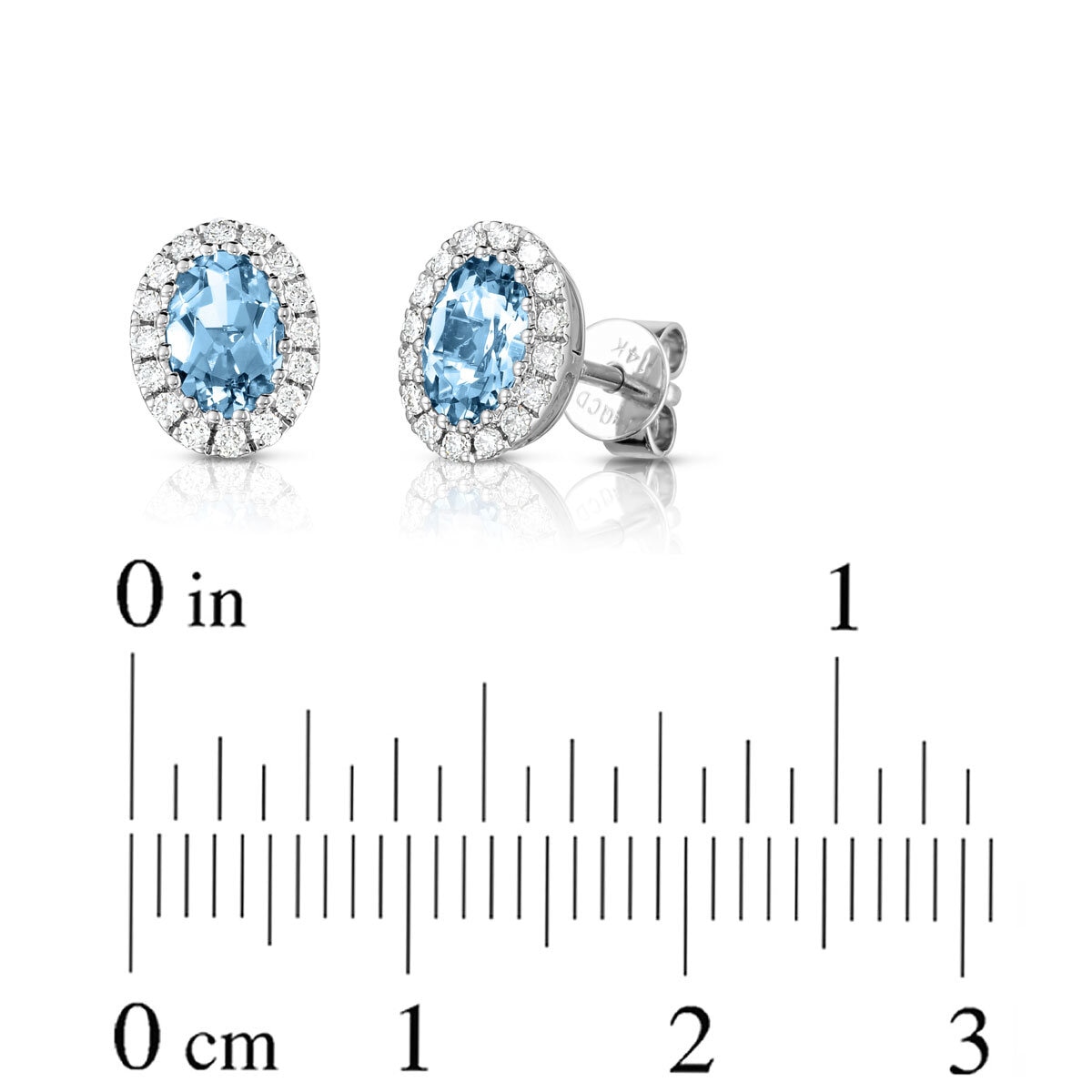 Oval Cut Aquamarine & 0.19ctw Diamond Earrings, 14ct White Gold