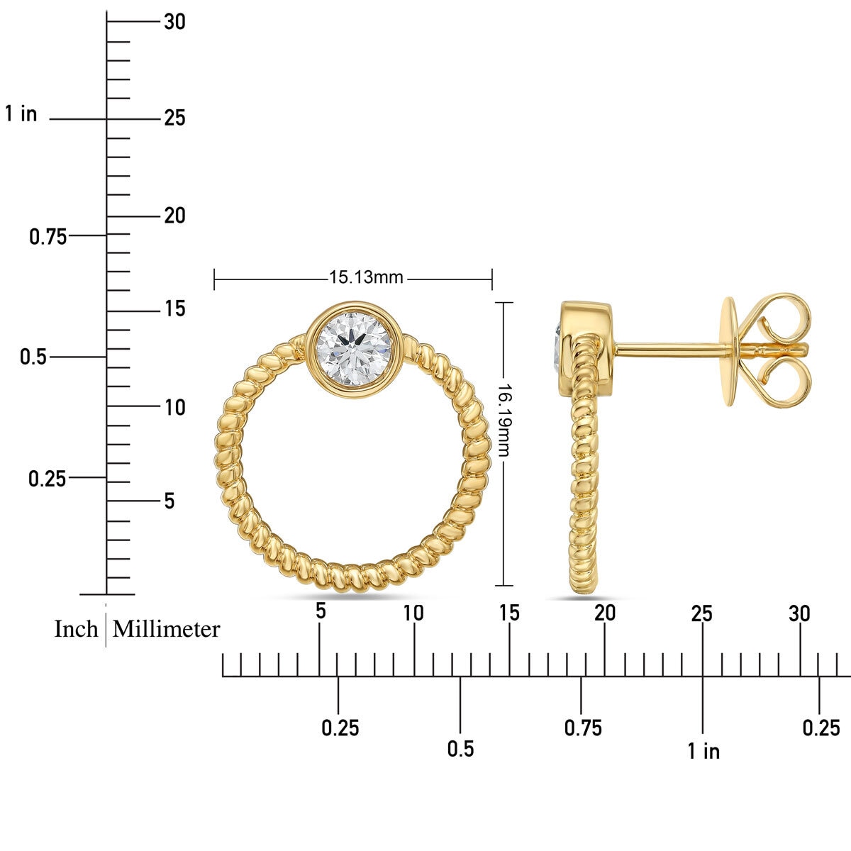 0.50ctw Round Brilliant Cut Diamond Circle Earrings, 18ct Yellow Gold