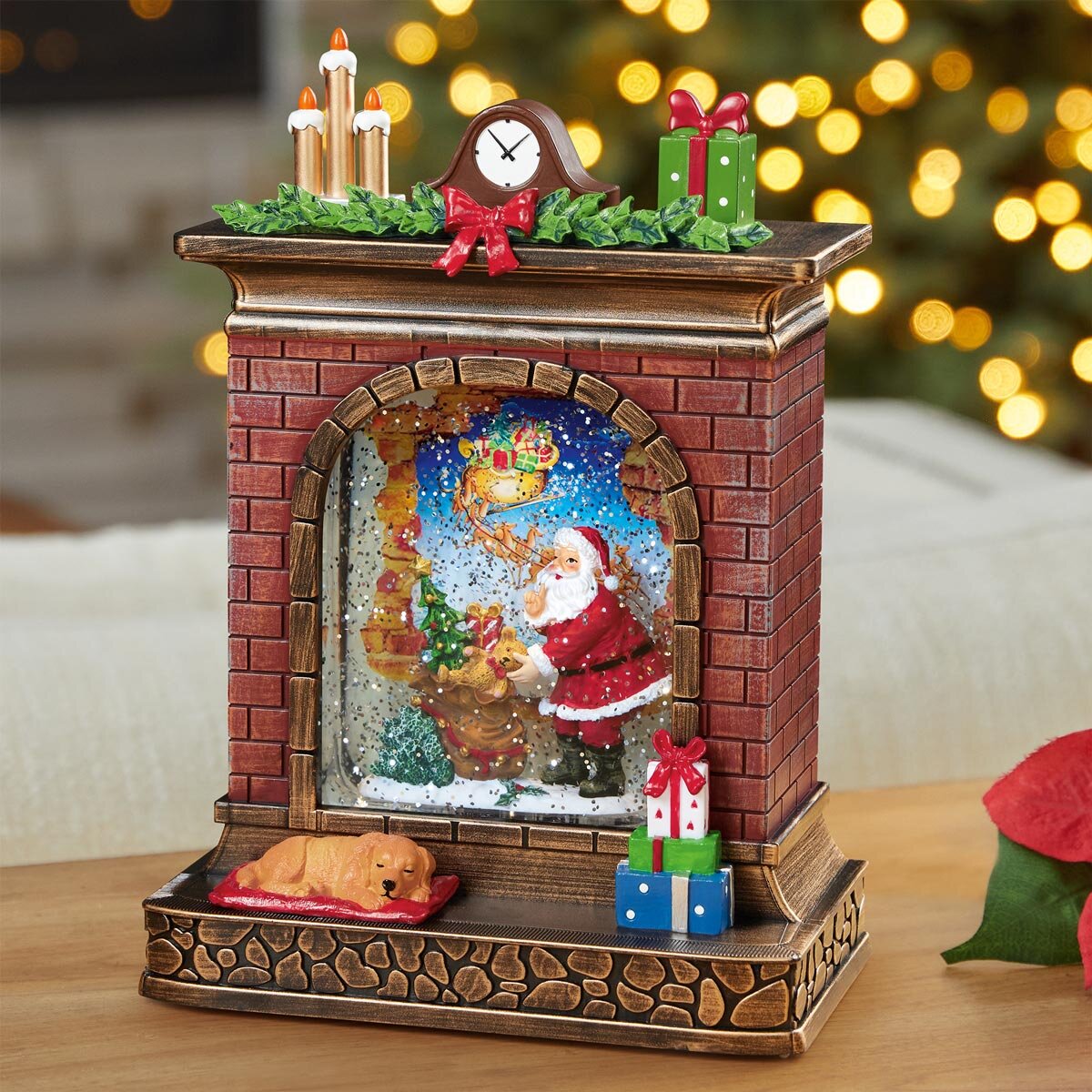 Buy 10.25" Fireplace Water Globe Santa Lifestyle image at costco.co.uk