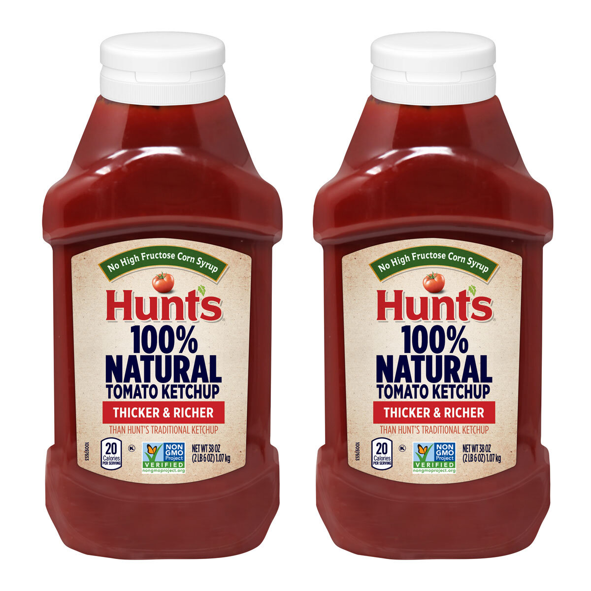 Hunt's 100% Natural Tomato Ketchup, 2 x 1.08kg