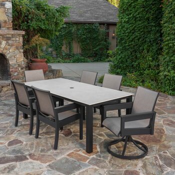 SunVilla Fairchild 7 Piece Sling Dining Patio Set + Cover