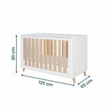 Tutti Bambini Fika Mini Cot Bed with Sprung Mattress, White & Light Oak