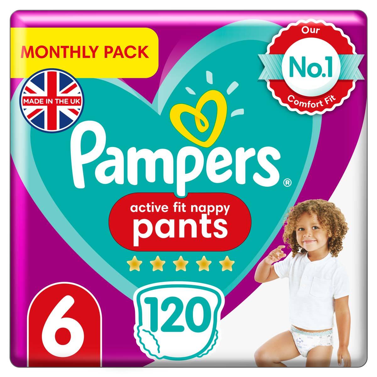 Pampers Active Fit Nappy Pants Size 6, 120 Monthly Pack