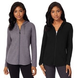 32 Degrees Women's 2 Pack Full Zip Hoody in Black/Forged Iron, Extra Large