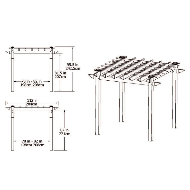 Vita Lakewood 7.2ft x 7.2ft (2.2 x 2.2m) Pergola | Costco UK