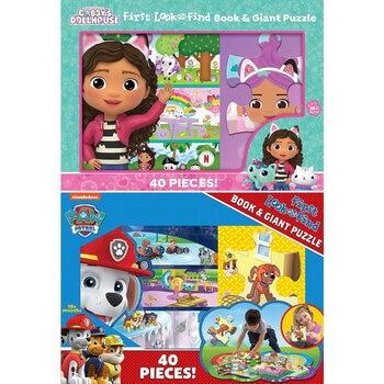 My First Look & Find Book & Giant Puzzle in 2 Options (18 Months+): Gabby's Dollhouse or Paw Patrol