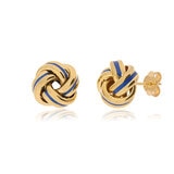 14ct Yellow Gold Navy Enamel Love Knot Earrings