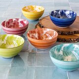 Over & Back Tropical Stoneware Bowls, 6 Piece