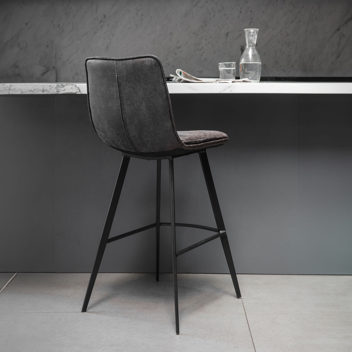 Gallery Henley Grey Faux Leather Bar Stool, 2 Pack