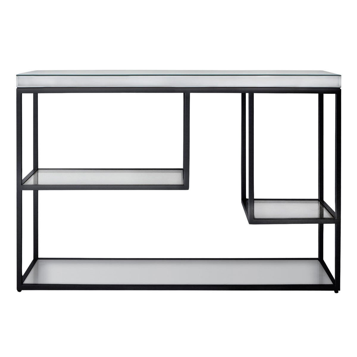 Gallery Cheshire Black Console Table with Mirrored Top