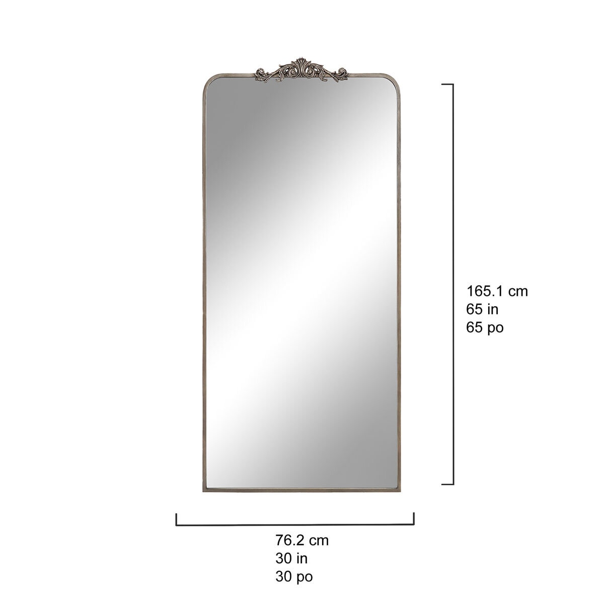 Ravena Silver Leaner Floor Mirror, 76 x 165 cm