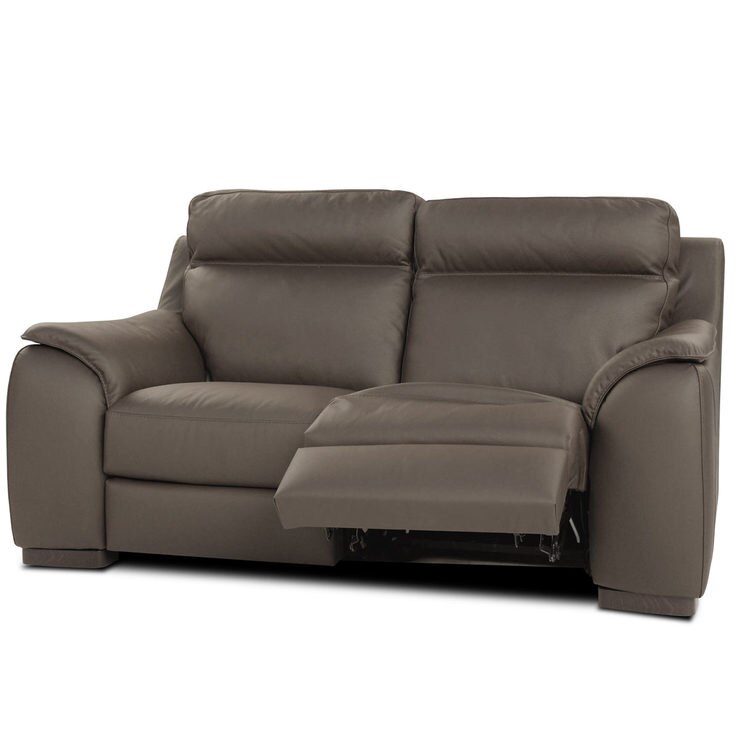 Calia Italia Serena 2 Seater Power Recliner Grey Italian Leather Sofa ...