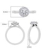 0.64ctw Round Brilliant Cut Diamond Halo Ring, Platinum